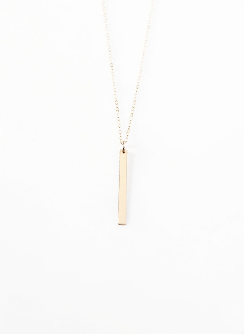 Collier barre verticale, gold-filled et argent sterling Collier fin et délicat Cadeau pour elle image 1