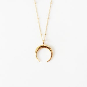 Moon Horn Necklace, 14k Gold Filled or Sterling Silver Gift for Her image 2