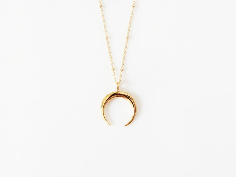 Moon Horn Necklace, 14k Gold Filled or Sterling Silver Gift for Her image 2