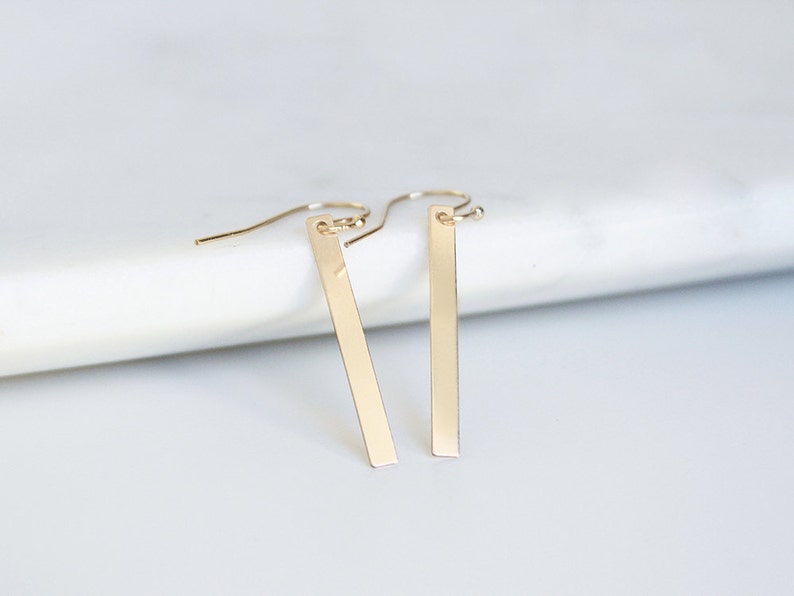 Bar Earrings 14k Gold Filled and Sterling Silver \u00b7 Simple Bar Drop Earrings \u00b7 Gift for her