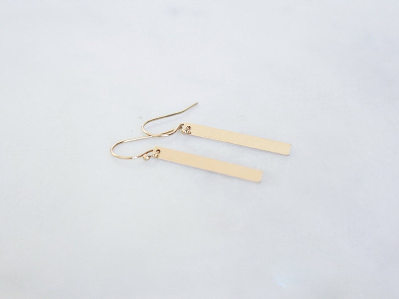 Bar Earrings 14k Gold Filled and Sterling Silver \u00b7 Simple Bar Drop Earrings \u00b7 Gift for her