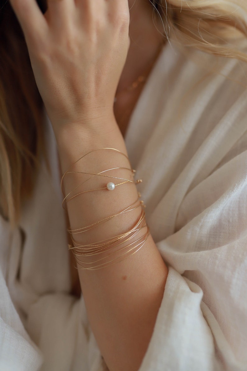 Semainier bracelets joncs, gold-filled Cadeau pour elle Collection Monoe image 3