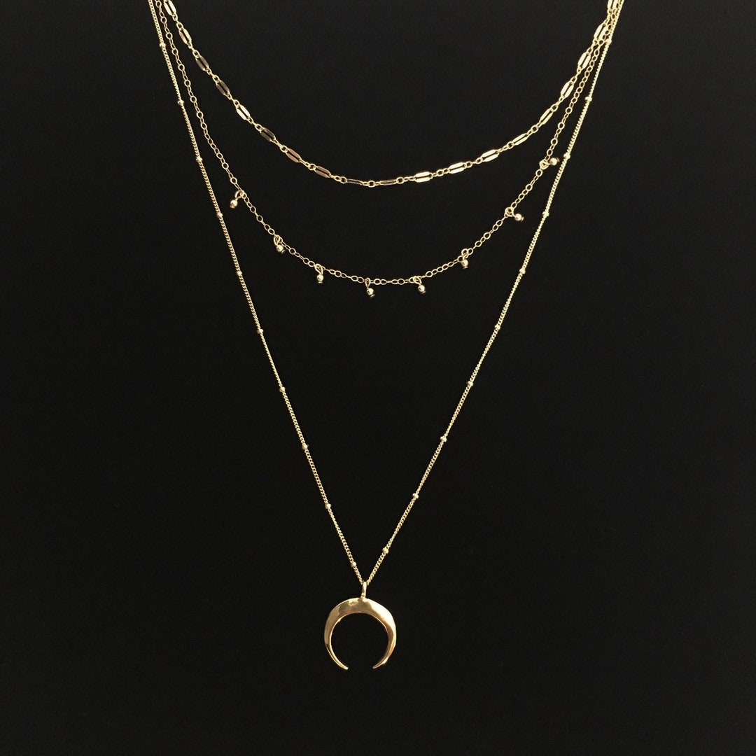 X3 Layered Necklaces 14k Gold Filled or Sterling Silver Etsy