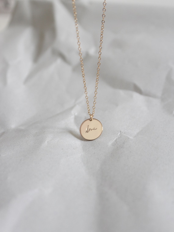 LOVE Personalized Necklace 14k Gold Filled or Sterling Silver | Etsy