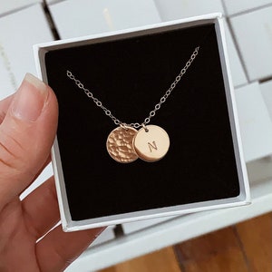 Discs Necklace, Smooth and Hammered, 14k Gold Filled and Sterling Silver Everyday Necklace image 3