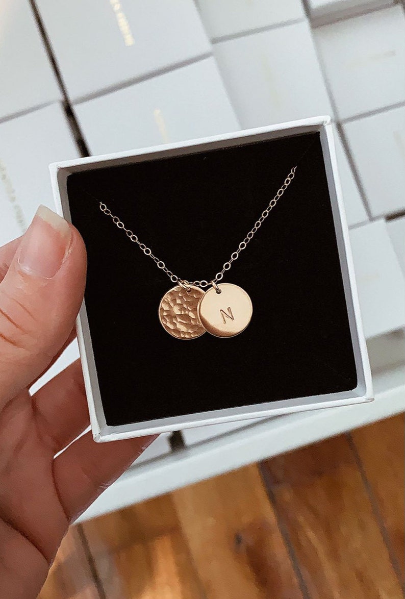 Discs Necklace, Smooth and Hammered, 14k Gold Filled and Sterling Silver Everyday Necklace image 3