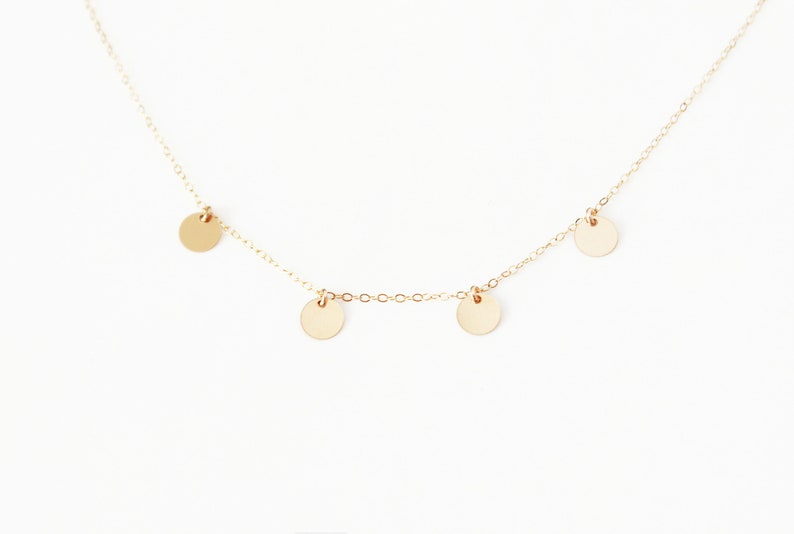 Collier mini disques pampilles, gold-filled et argent sterling Collier fin et délicat Cadeau pour elle image 2