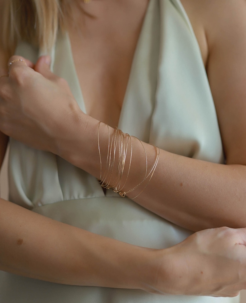 Semainier bracelets joncs, gold-filled Cadeau pour elle Collection Monoe image 1
