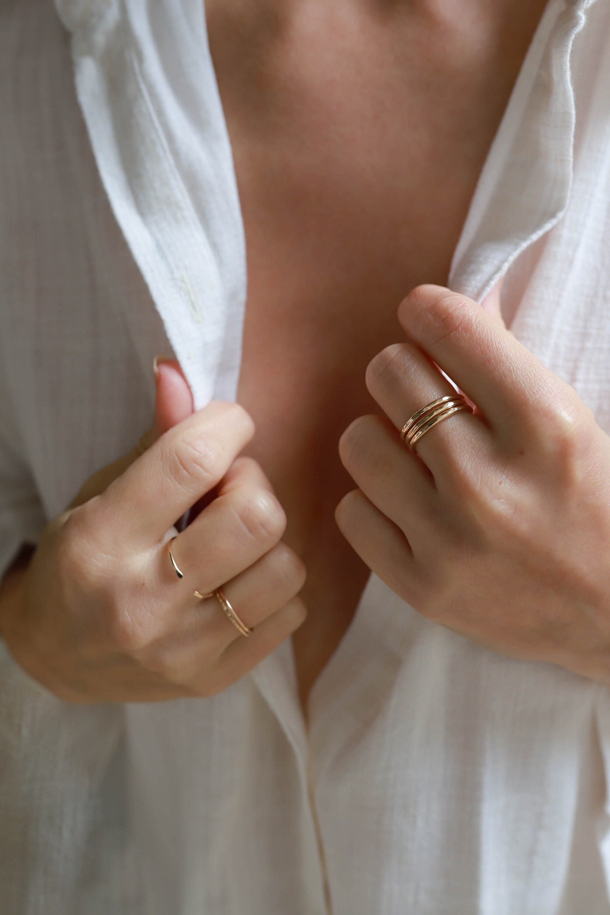 Hammered ring, gold-filled or sterling silver · Gift for her