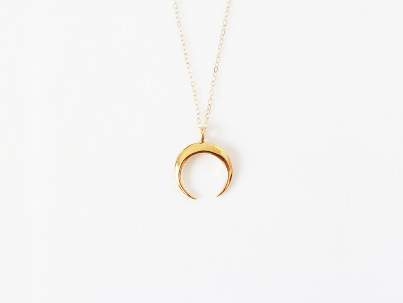 Moon Horn Necklace, 14k Gold Filled or Sterling Silver Gift for Her image 4