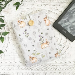 Wildflower Kindle Sleeve, Rabbit or Bee & Bunny Kindle Case, FITS Paperwhite 3, Paperwhite 4, Paperwhite 6, Paperwhite 6.8, Kindle 2022 image 1