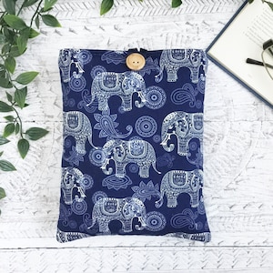 Book Sleeve, Elephant Book Sleeve, Indian Elephant Book Pouch, Boho Book Cosy, Animals Book Sleeve