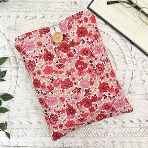 Book Sleeve, LIBERTY Wildflowers fabric Book Sleeve, Daisy Book Sleeve, Autumn Floral Blossoms Book Pouch or Book Cosy image 1