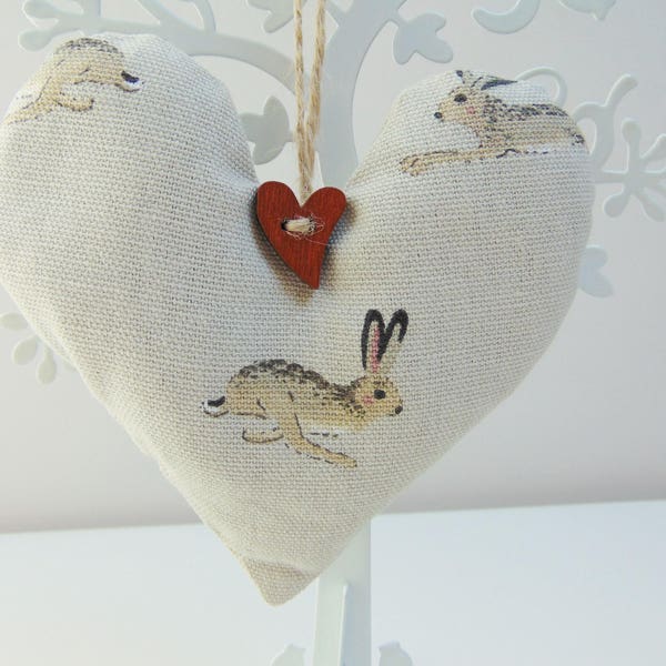 Handmade Lavender Heart, Sophie Allport Hare Fabric, Bunny Rabbit Lavender Heart