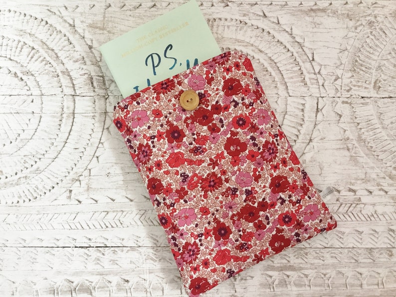 Book Sleeve, LIBERTY Wildflowers fabric Book Sleeve, Daisy Book Sleeve, Autumn Floral Blossoms Book Pouch or Book Cosy image 6