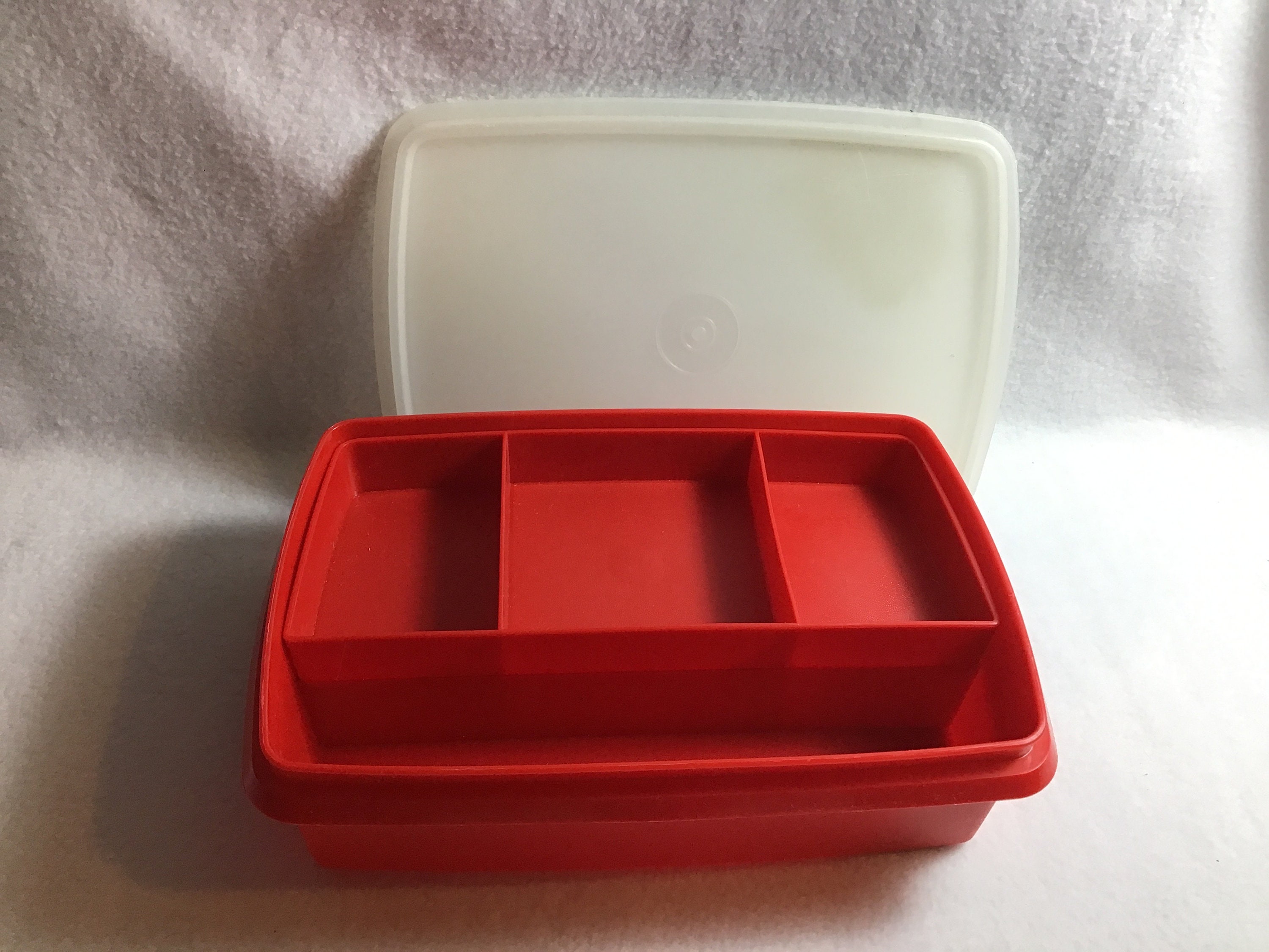 Medium Tupperware Box Tupperware Storage Box With Divided Tray and Lid Red or Brown You ...