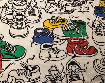 BTY sneakers print cotton fabric vintage rare Princess Fabrics