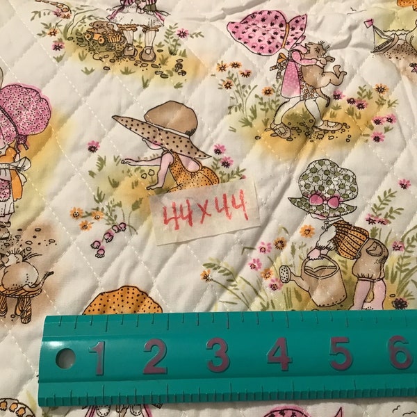 44”/44” Holly Hobbie pre-quilted fabric 1980’s