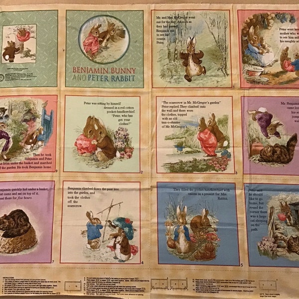 Benjamin Bunny and Peter Rabbit fabric soft book cut and sew Quilting Treasures 2009 Beatrix Potter Frederick Warne