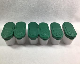 Bundle of 6 Tupperware spice containers pre-owned in green