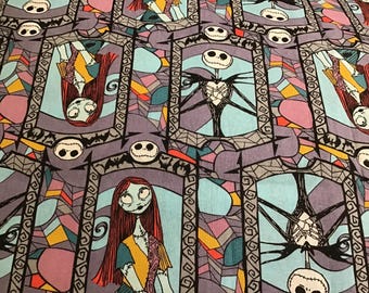 32” x 42” cotton fabric Disney Sally and Jack Stained Glass Springs Creative 2020