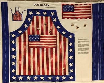 Apron cotton fabric panel Old Glory ***Pre-washed***