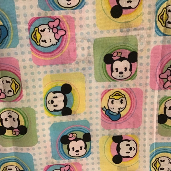 1.5 Yd Vintage Disney  cotton fabric Mickey Minnie Daisy babies