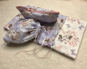 Pillowcase bundle zipper pouch and drawstring bag Minnie Mouse