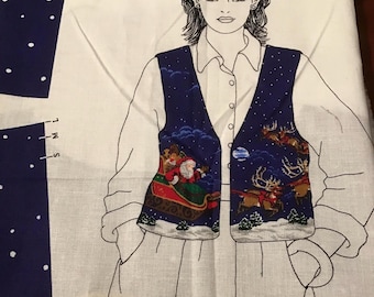 Santa’s Visit Vest panel  cut and sew rare 2004