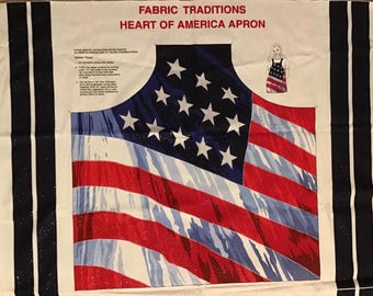 Apron cotton fabric panel Heart of America 2004 cut and sew