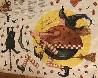 Halloween Daisy Kingdom Broomzelda fabric door panel vintage 1997 cut and sew