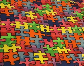 62” puzzle fabric Autism Awareness