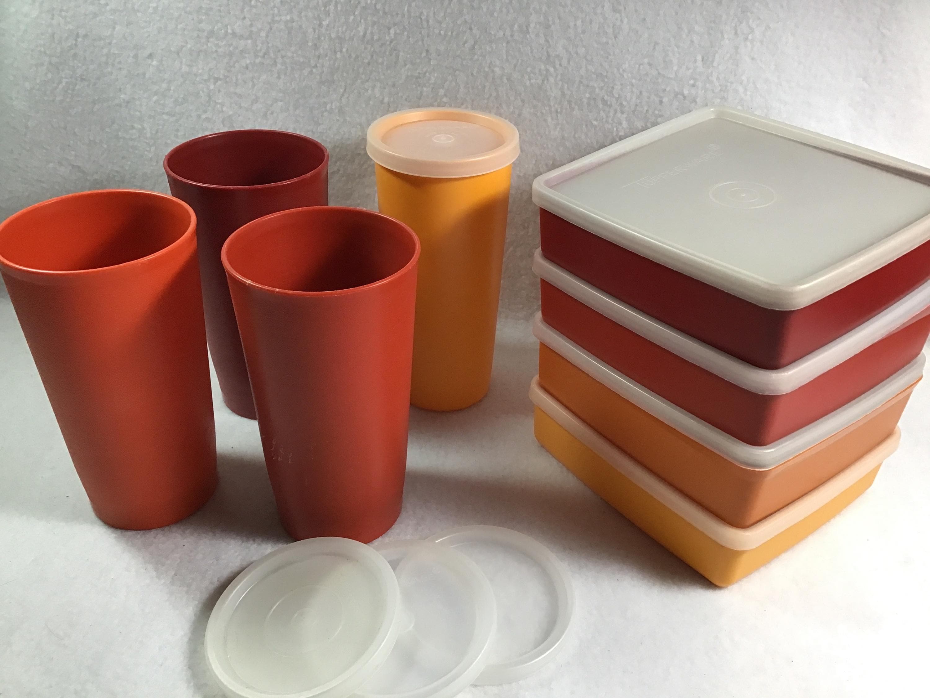 Tupperware Square Red Container With Lid - Etsy