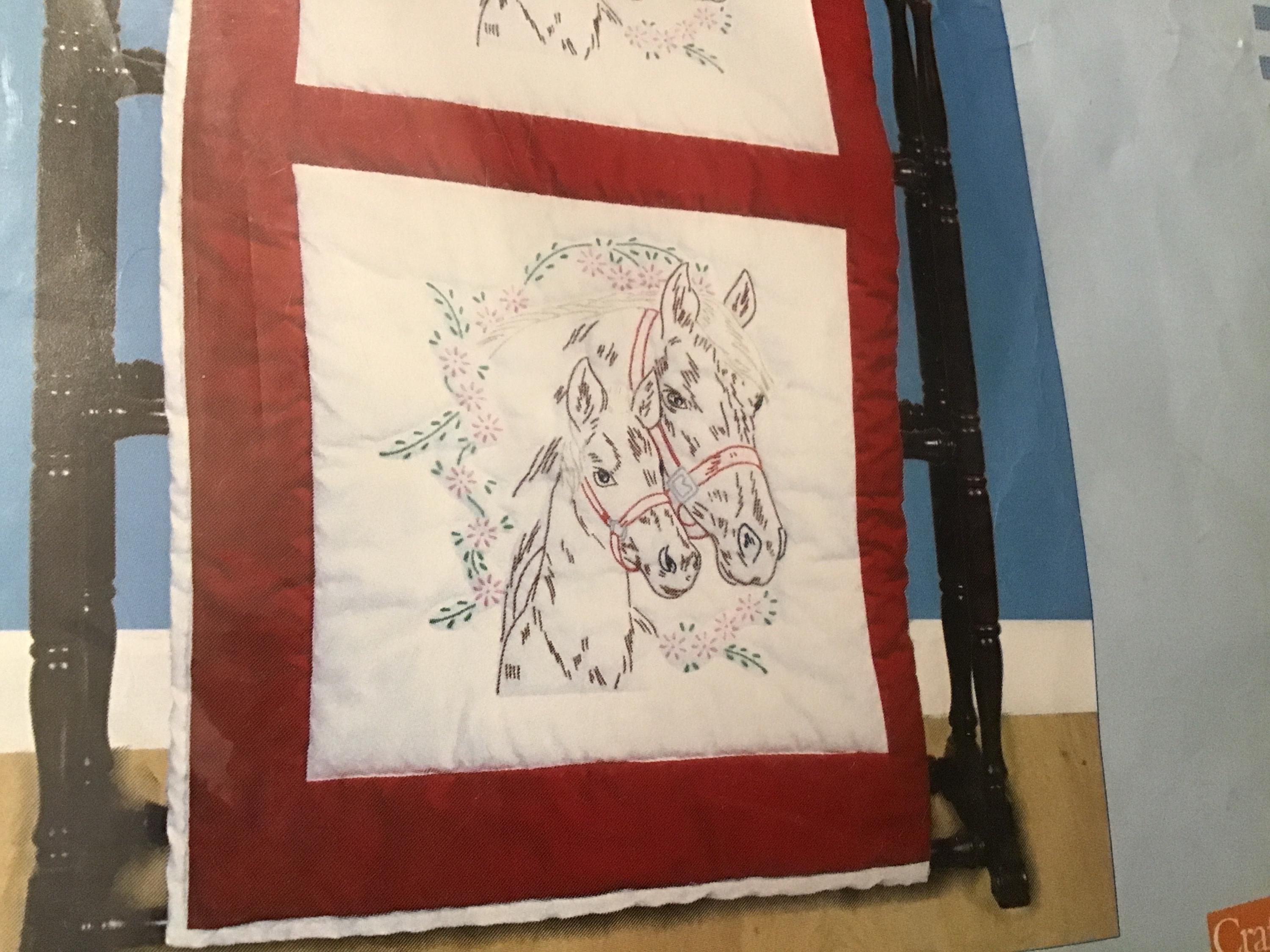 Quilt Pattern Colt JDNA 18” Quilt Squares Mare and Colt Embroidery Kit New # 142 1992 - Etsy