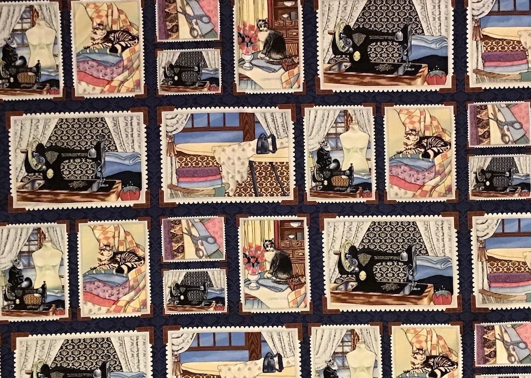 24” Timeless Treasures Cotton Fabric Cats Kittens Print on Black ...