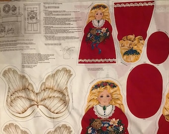 Christmas Angel doll cut & sew fabric panel lg and sm angels