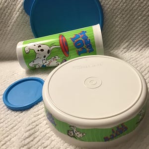 Bundle of 2 Tupperware bowl and cup containers with lids Disney Dalmatians