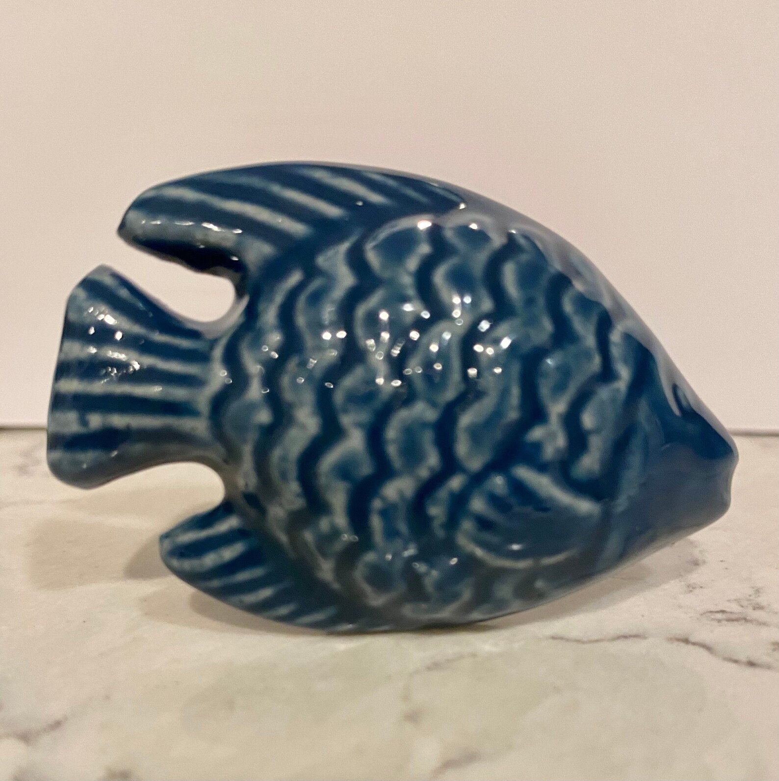 Set 2 FISH KNOBS Blue Glass Hand Painted Glazed Nautical Ceramic Pull ...