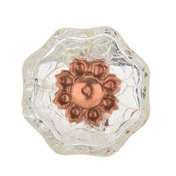 New Set 2 Mirrored Glass Copper Ed Le Knobs Pulls Copper Ed Le Knobs Pulls