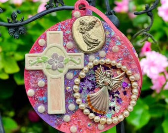 Easter Cross Angel Cross Vintage 1970s 80s Jewelry Ornament