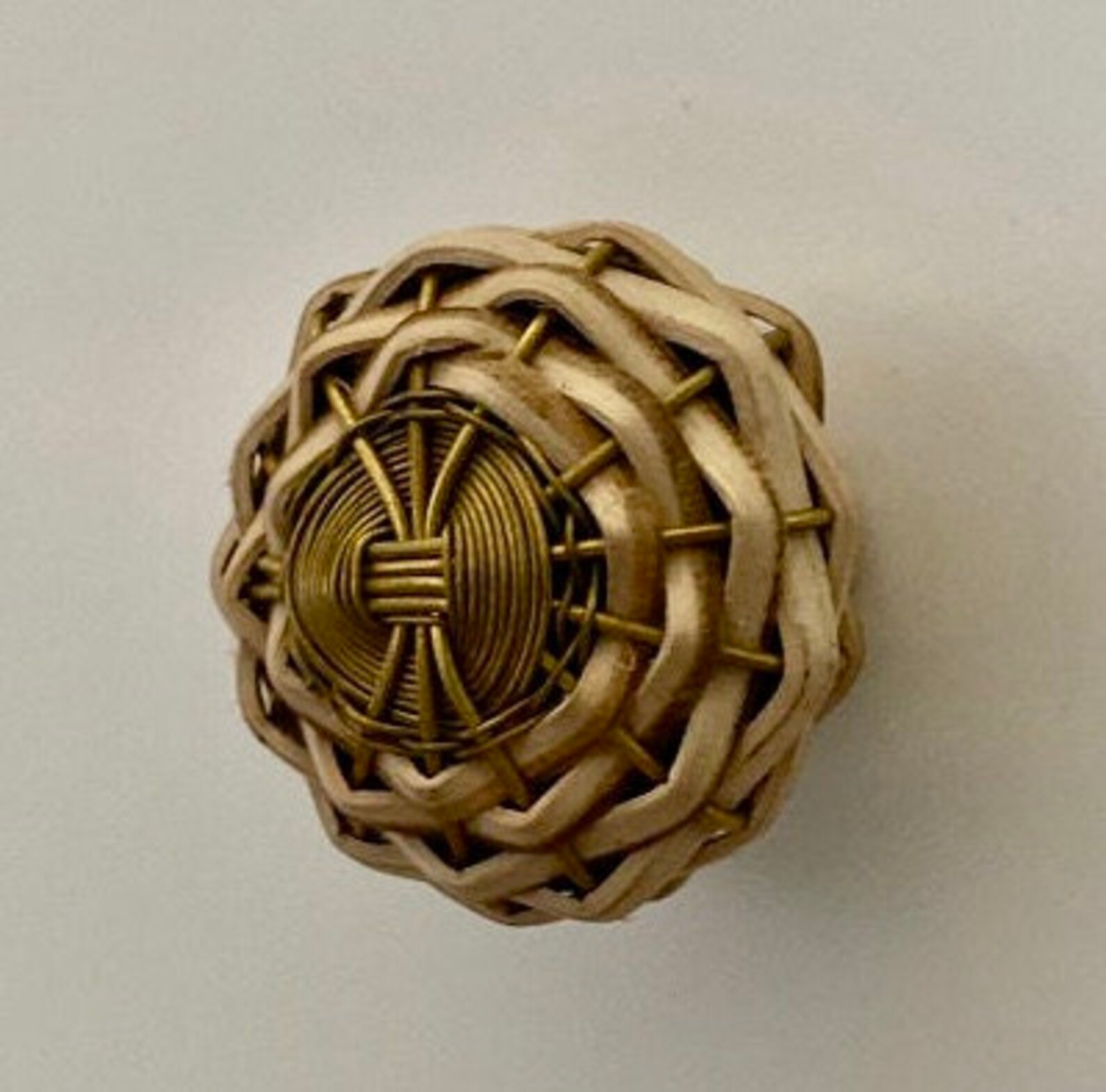 2 Wicker Knob Woven Straw With Metal Wire Handle Drawer Pull Etsy