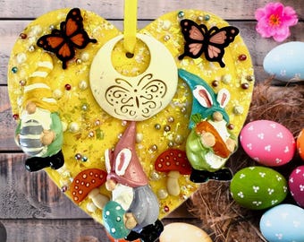 Bunny Gnomes Easter Basket Spring Jewelry Ornament