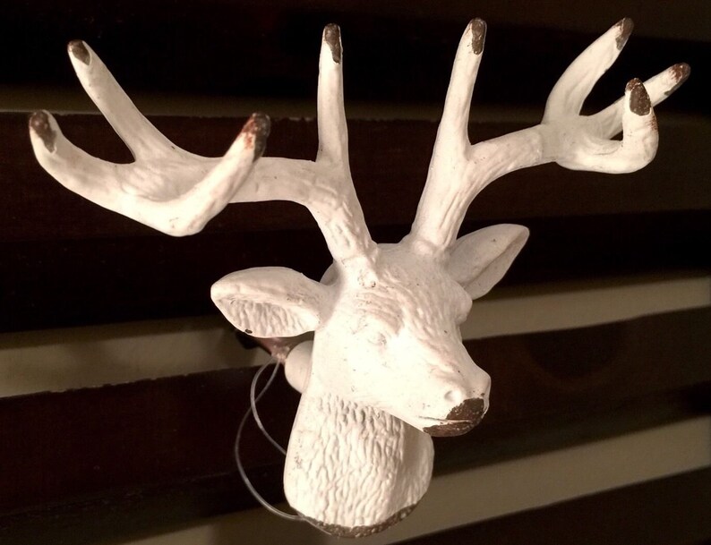Deer Antler Metal White Distressed Drawer Handle Pull Knob Hunting
