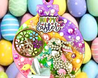 Easter Basket Bunny Vintage 70s Jewelry Ornament Holiday Gift