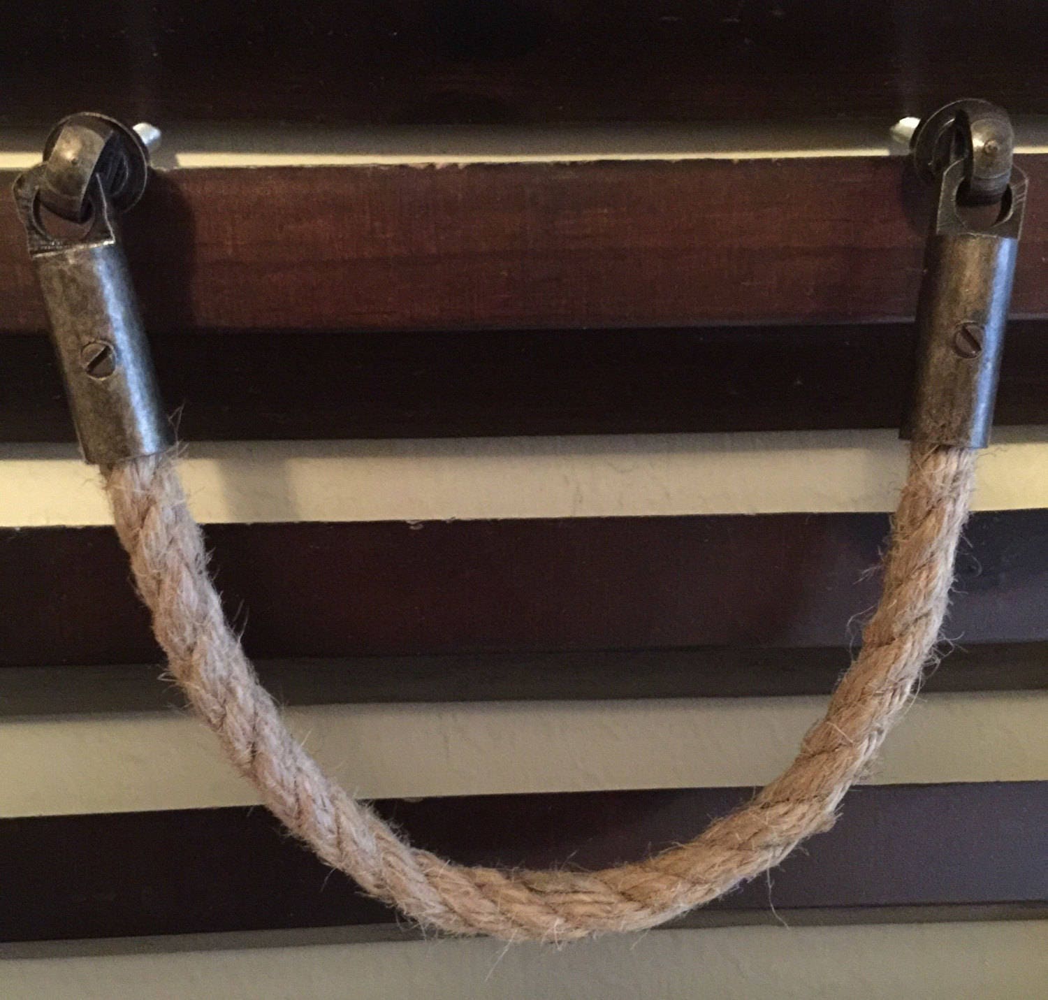 2 JUTE ROPE PULLS Handle Knobs Bronze Metal Color Nautical Etsy