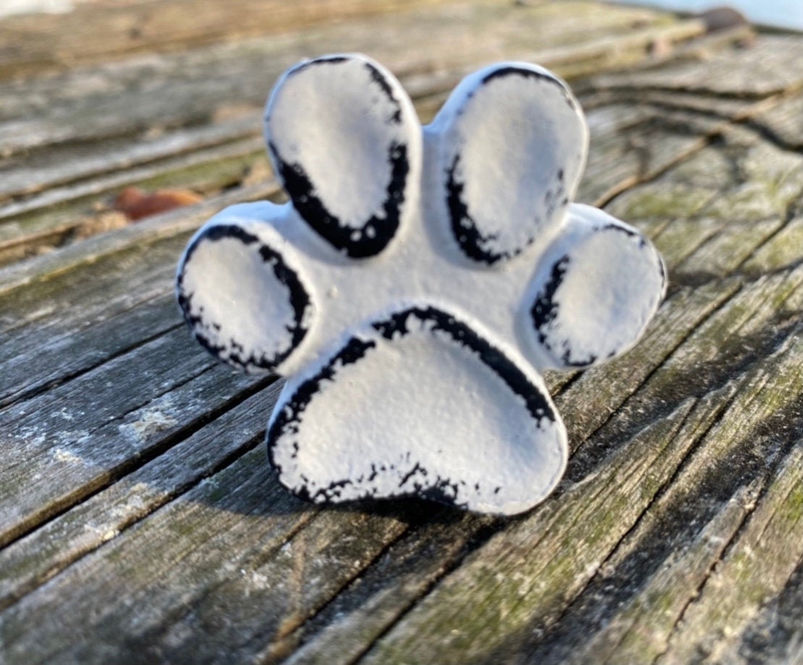2 DOG PAW PRINT Knobs Pet Pulls Distressed White Handle Etsy