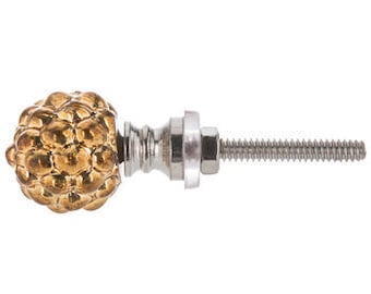 set 2 GOLD BERRY GLASS Knobs Pull