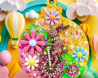 Betsy Johnston Easter Biking Bunny Pin Jewelry Ornament Vintage Holiday Gift