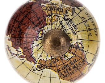 2 MAP Globe Knobs Antique Travel Old World Handles Pulls Hardware