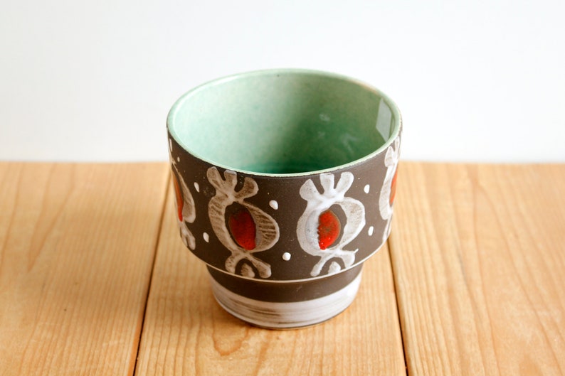 Heffen Belgium Interesting Color and Design Planter for Indoor Plant or Herb Mid Century Modern Ceramic Plant Pot B.P.F